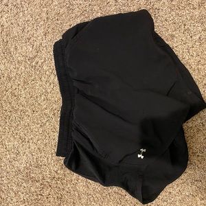 Black under armor shorts with built in underwear